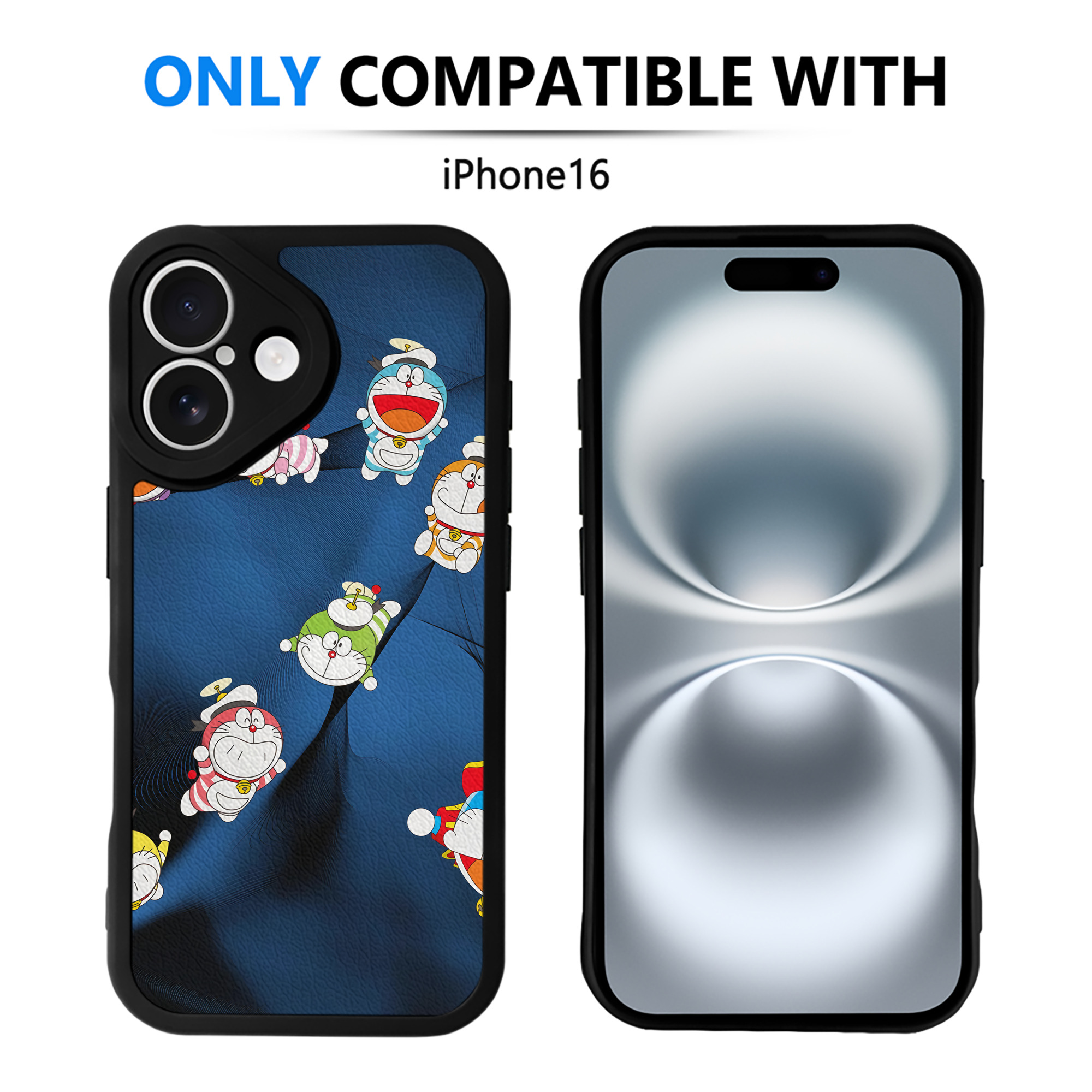 （画像用） ドラえもん Doraemon 【iPhone 16シリーズ対応】シリコンスマホケース（レザー調） 材質：シリコン